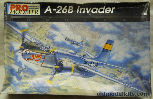 Monogram 1/48 A-26B Invader Gun Nose Pro Modeler - With True Details PE Set / TWO  Eduard PE Detail Sets / Pyn-Up Decals - With Monogram Decals for Stinky 552nd BS 386 BG Beaumont France April 1945 / Or 437th BS 319 BG Okinawa July 1945, 5920 plastic model kit